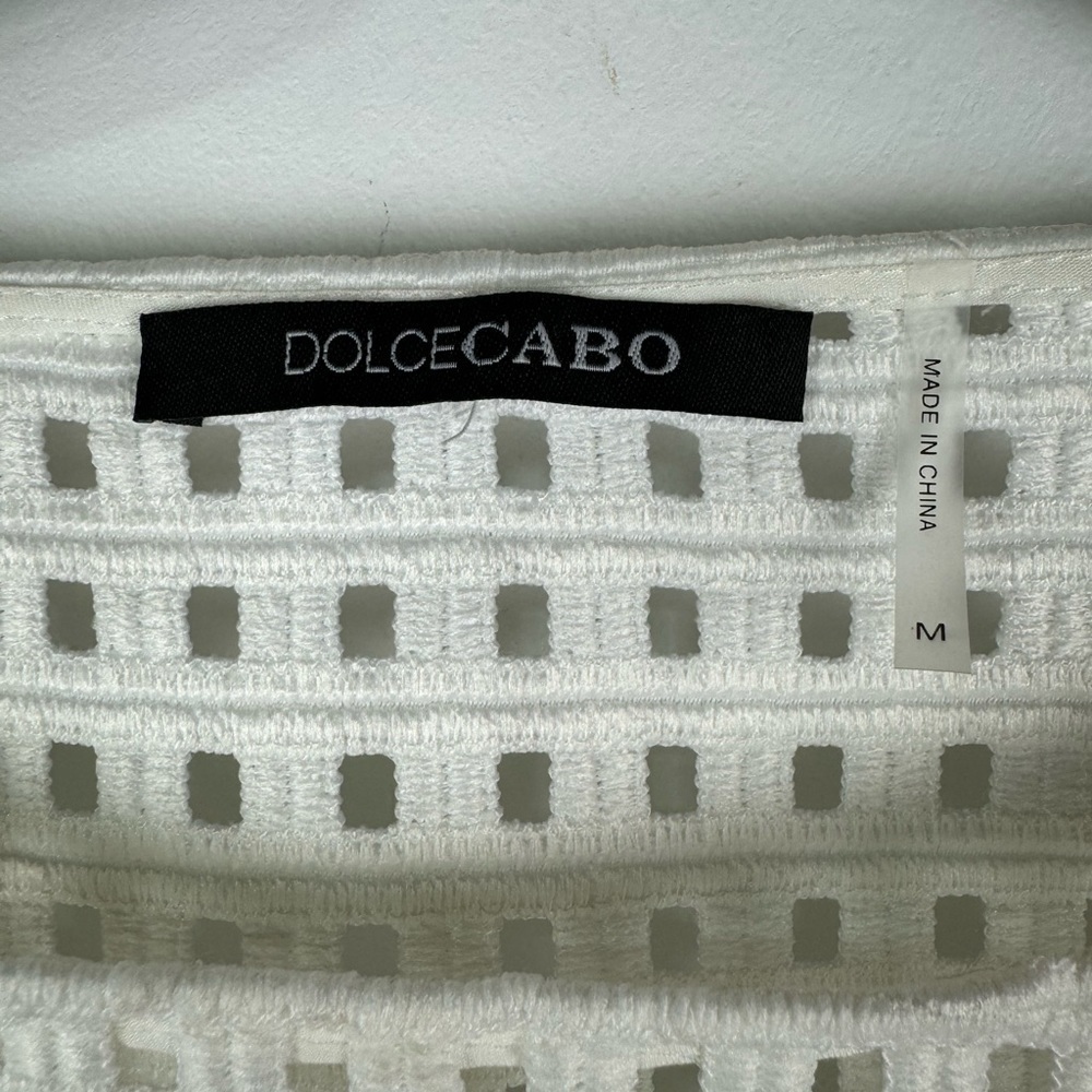 Dolce Cabo Short Sleeve Lace Lattice Top, White, Size Medium - Picture 2 of 9